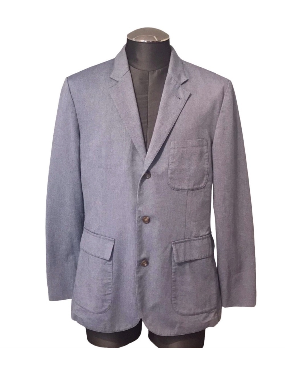 J. Crew Tessuti Carpini Sport Coat Blazer Blue Cotton Made In Italy Men’s Sz S